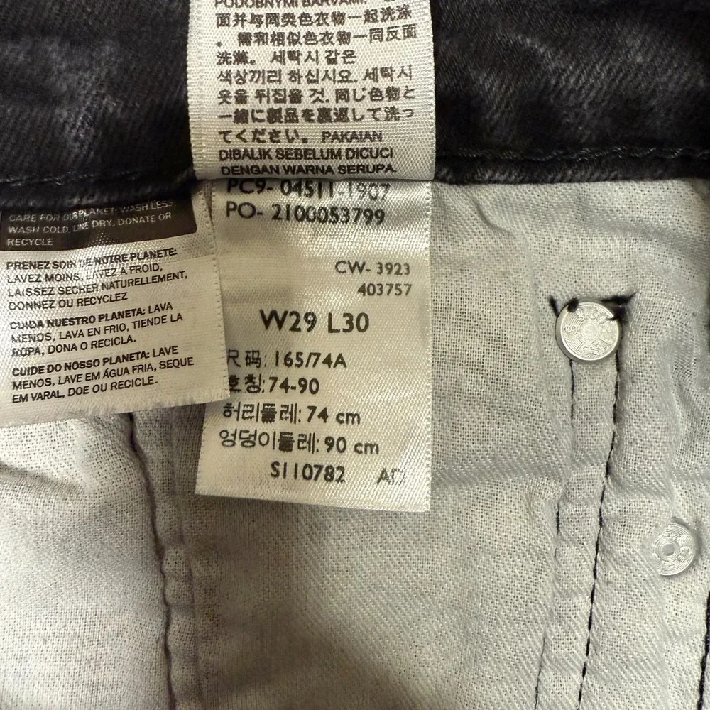 Levis 511 Mens Slim Fit Jeans Size 29x30‎ Faded Black Stretch Denim
